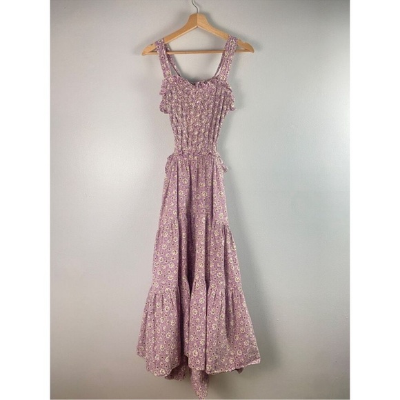 Sea New York Ida Apron Purple Printed Midi Dress Cottagecore Feminine Size XS - Picture 4 of 11